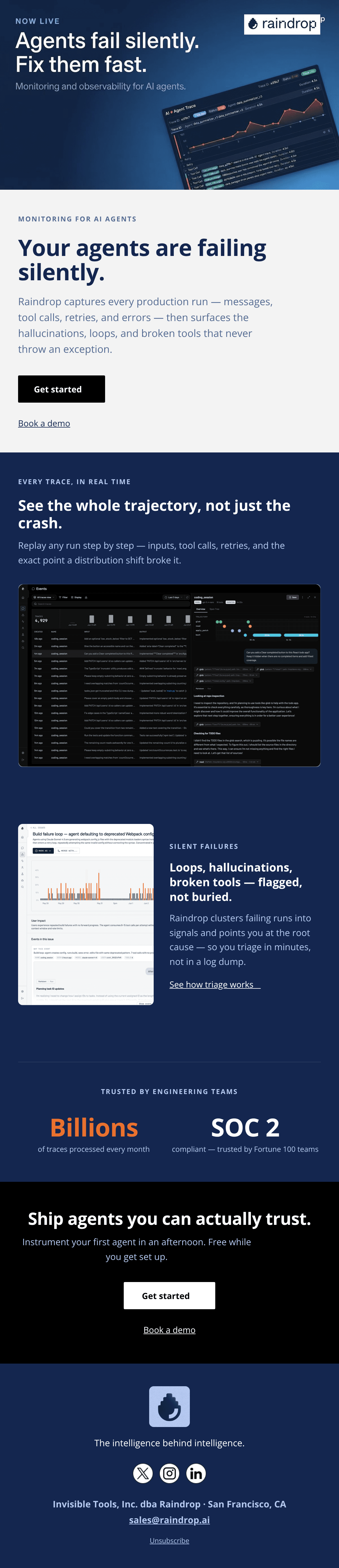 Raindrop Launch 이메일 디자인
