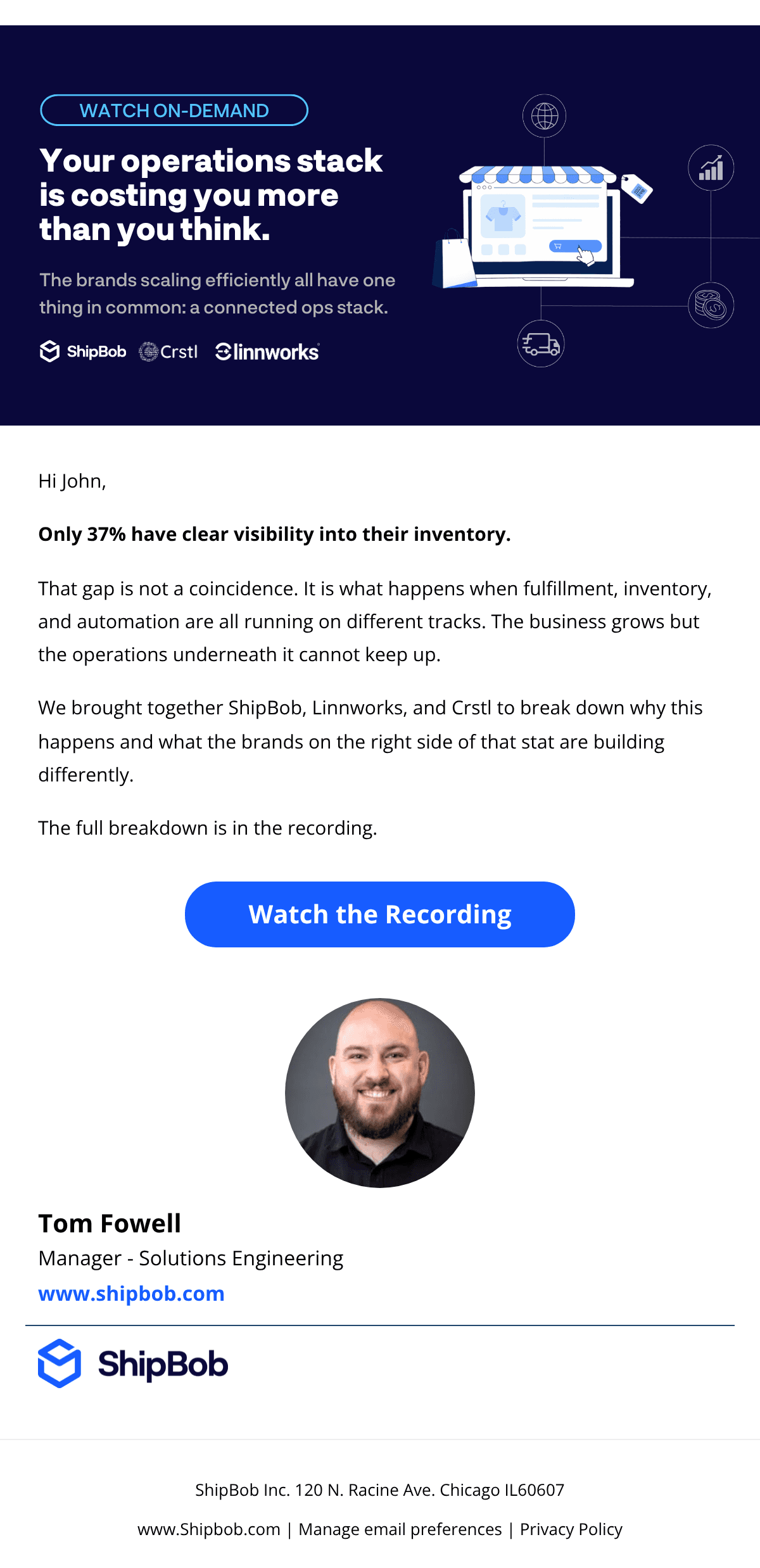 Design do e-mail Hi John, is your ops stack costing you revenue?