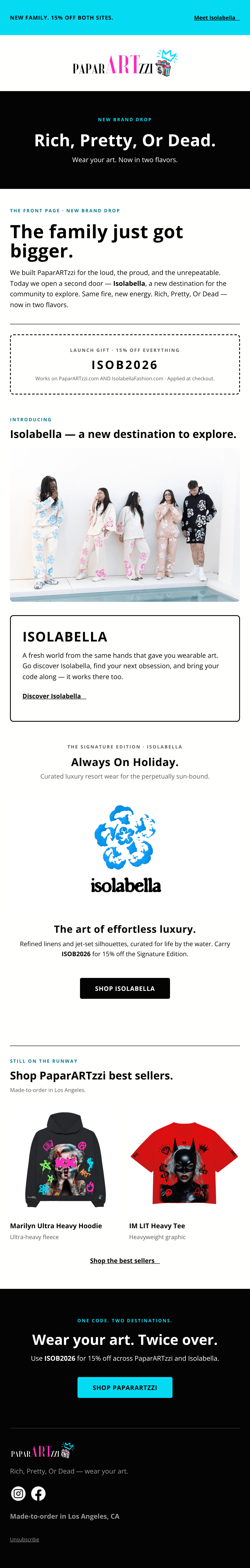 Isolabella Launch email design