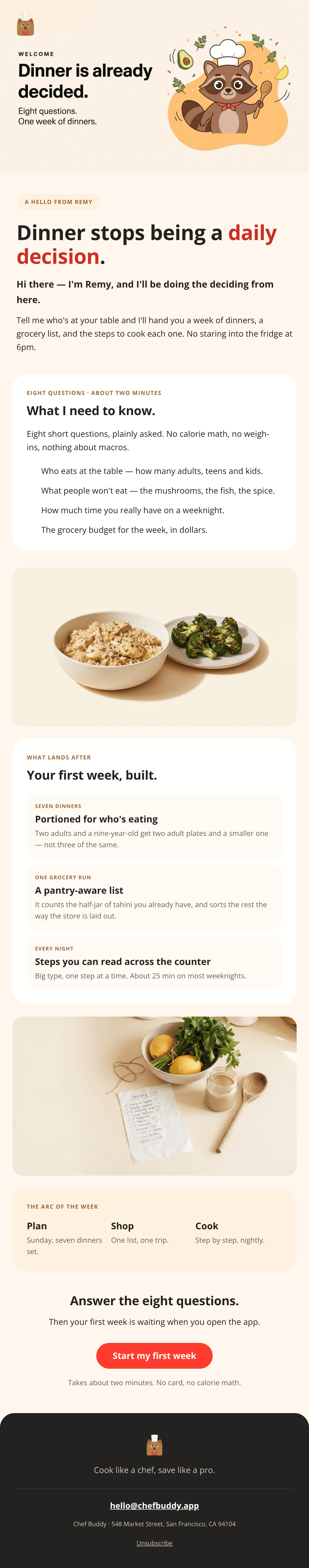 ดีไซน์อีเมล Welcome Eight Questions