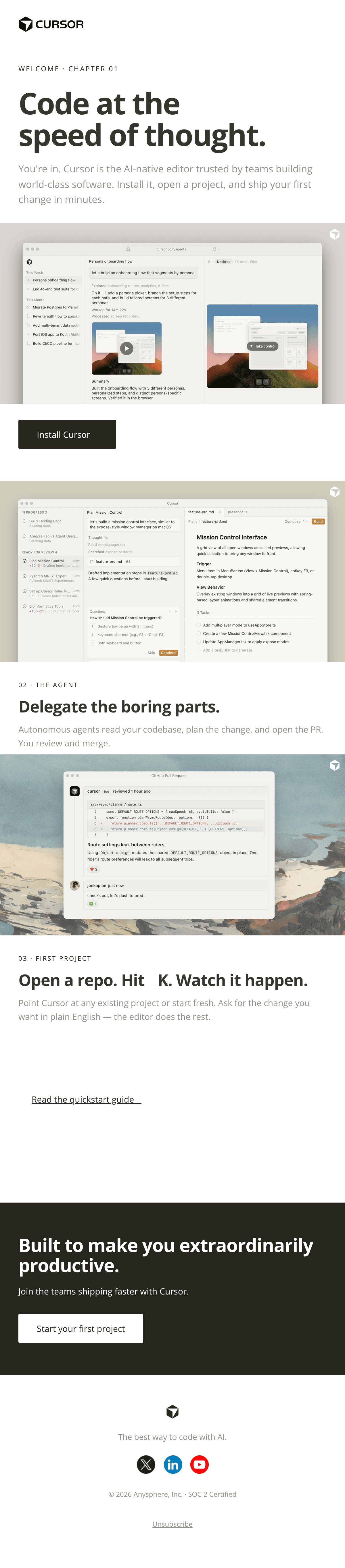 Bold Welcome email design