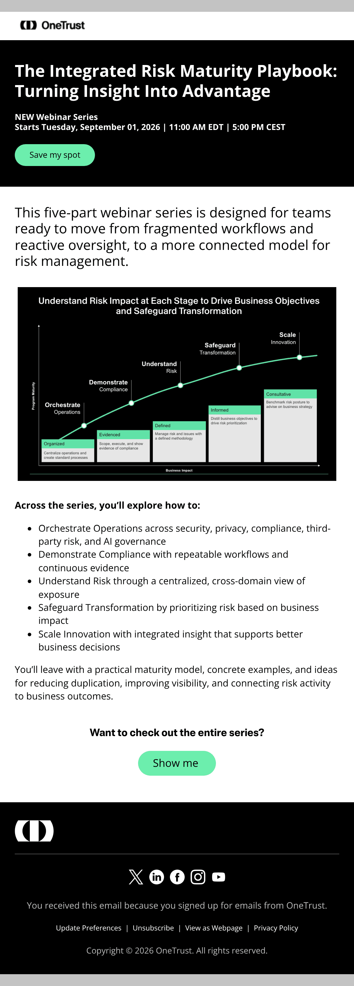 The Integrated Risk Maturity Playbook: New Webinar Series email design