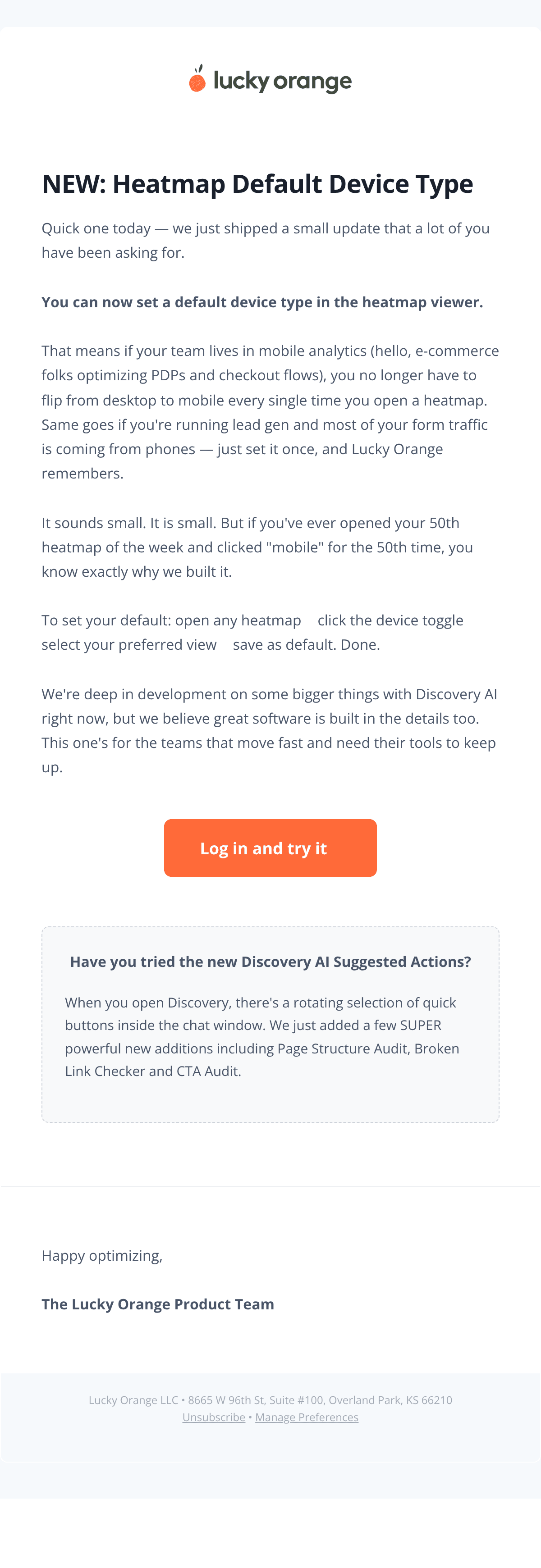 You can now set a default device view in heatmaps email design