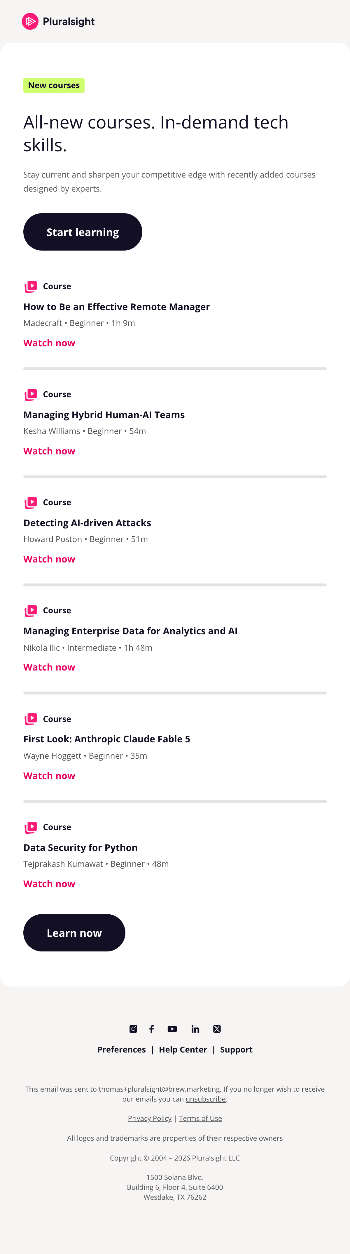 New courses just added to Pluralsight → email design