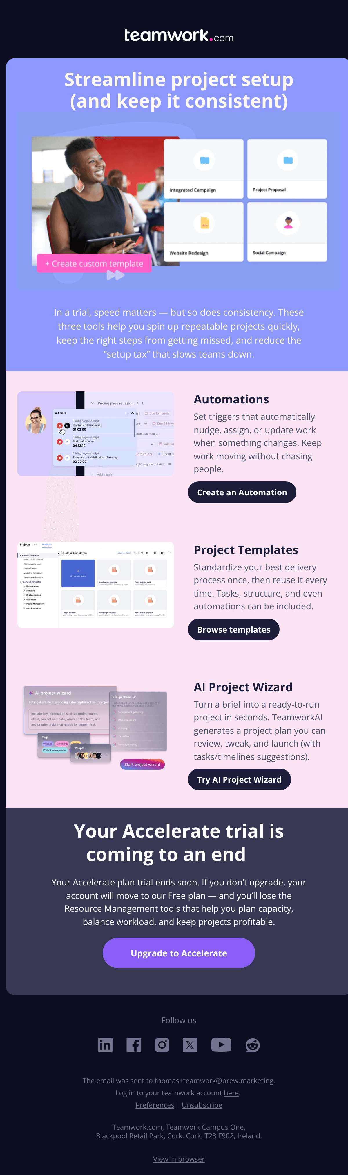 Create projects faster email design