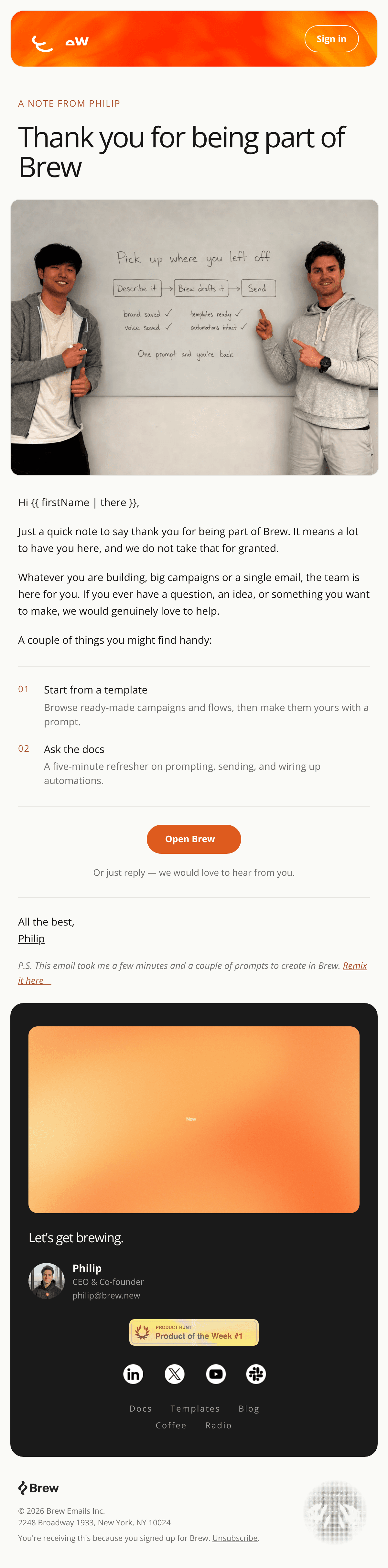 Still here when you need us email design