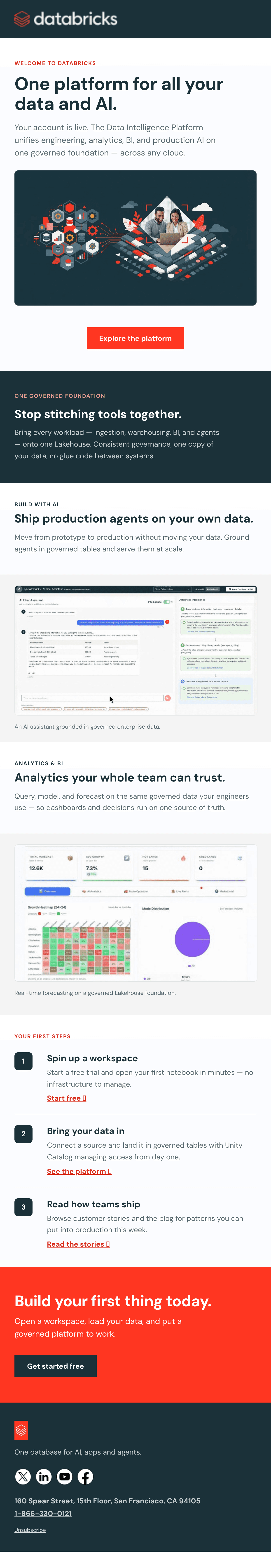 ดีไซน์อีเมล Databricks Welcome
