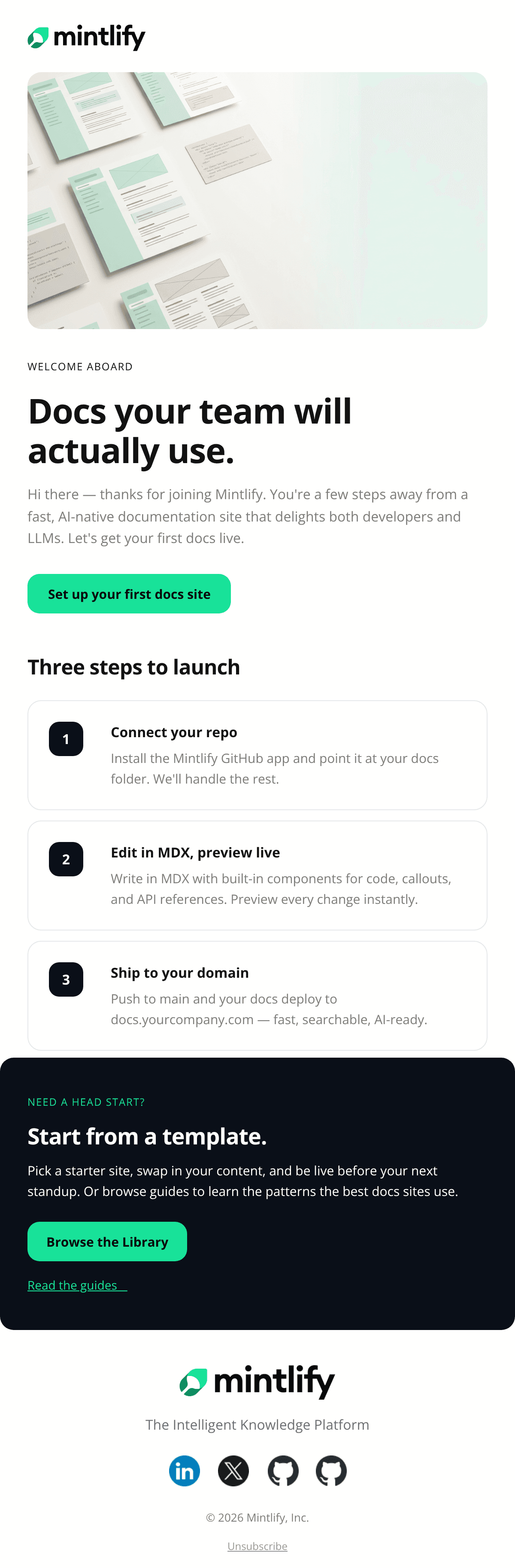 Warm Welcome email design
