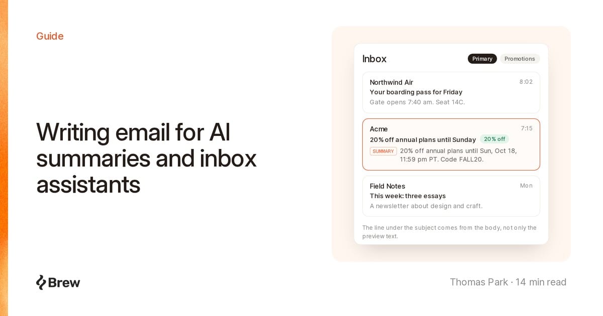 Writing email for AI summaries and inbox assistants