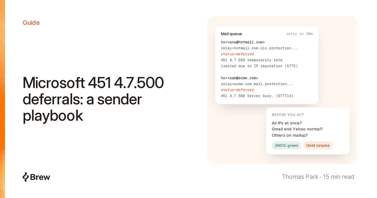 Microsoft 451 4.7.500 deferrals: a sender playbook